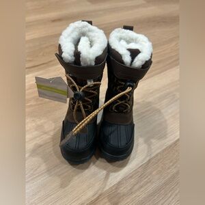 Eddie Bauer Winter Snow Boots Fleece Lined Kids Size 8 Brown New